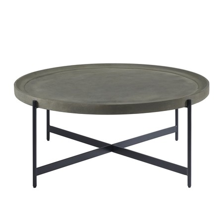 Alaterre Furniture Brookline 42" Round Wood with Concrete-Coating Coffee Table AWBL42CC